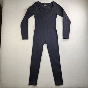 Curlady Small S Square Neck Ribbed Long Sleeve Unitard Slim Yoga Jumpsuit Romper
